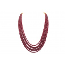 Red Ruby faceted Glass Filled Beads Stones NECKLACE 6 lines 489 Carats